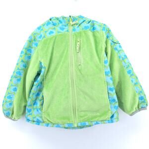 Carters Girl Toddler Reversible Jacket Green & Blue Geometric Heart Pattern 4T